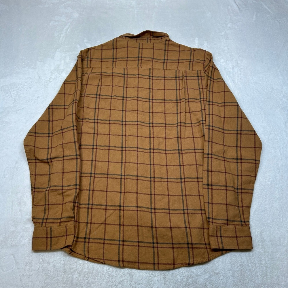 Hurley Organic Flannel Shirt Mens Small Brown Plaid Button‎ Up Long Sleeve NEW - Picture 3 of 8